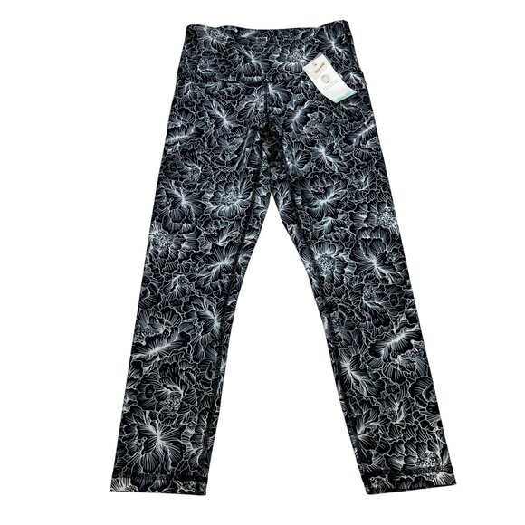 Balance Collection Women’s Cropped Floral Leggings Navy/White Size Small New - Picture 1 of 9